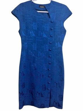 Vintage Gardenia Paris Embroidered Cap Sleeve Dress